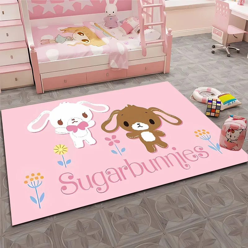 S-Sugarbunnies 3D Printing Anime Carpet for Living Room Cartoon kids Bedroom Sofa Doormat Floor Tapete  Anti-slip Decor Alfombra