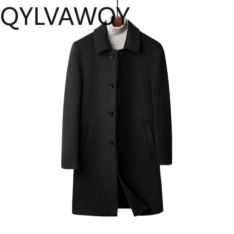 QYLVAWOY 70% Wool Men Jacket Double-faced Mid Length Clothes for Man Jackets Business Casual Woolen Windbreaker Casacos 2026