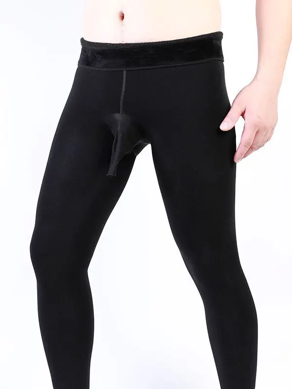 Leggings simples et confortables pour hommes avec isolation en peluche, collants monochromes, collants sexy et épais, automne et hiver, aussi, 08C1