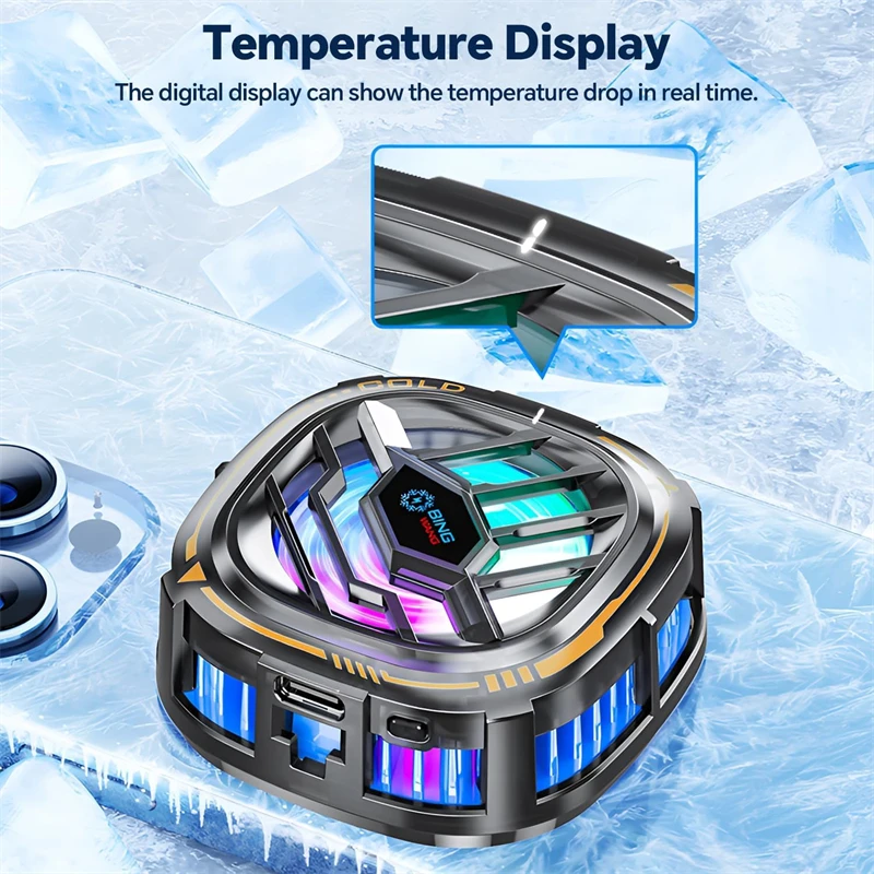 مروحة تبريد مغناطيسية للهاتف الخلوي RGB مع عرض درجة الحرارة لمبرد الهاتف المحمول Magsafe IP للألعاب المحمولة ومبرد الهواء #3