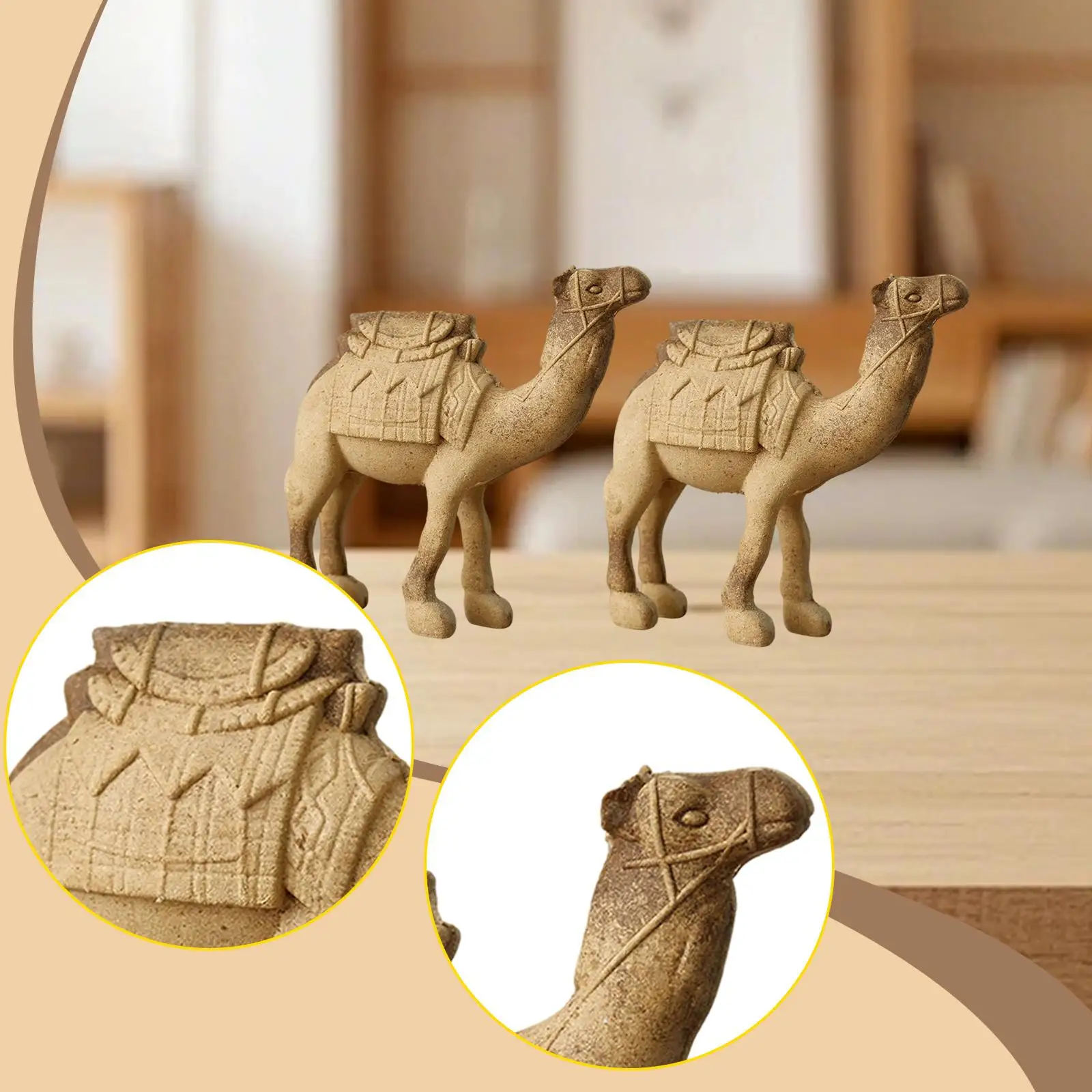 2 قطعة تماثيل صغيرة على شكل حيوانات خشبية شخصيات حرفية تماثيل زينة غير مكتملة لقطع مركزية على سطح الطاولة مدفأة