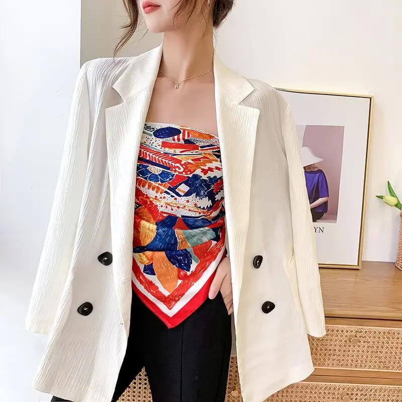 Ölgemälde-Imitation auf Seide: 90cm Quadratischer Schal, Koreanischer Stil Damen-Twill-Seidenschal – Detail 7