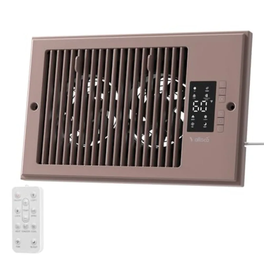 

Register Booster Fan with Negative Ion, Manual Airflow Direction Control, Quiet 10-Speed Heating Cooling AC Vent Fan with Remot