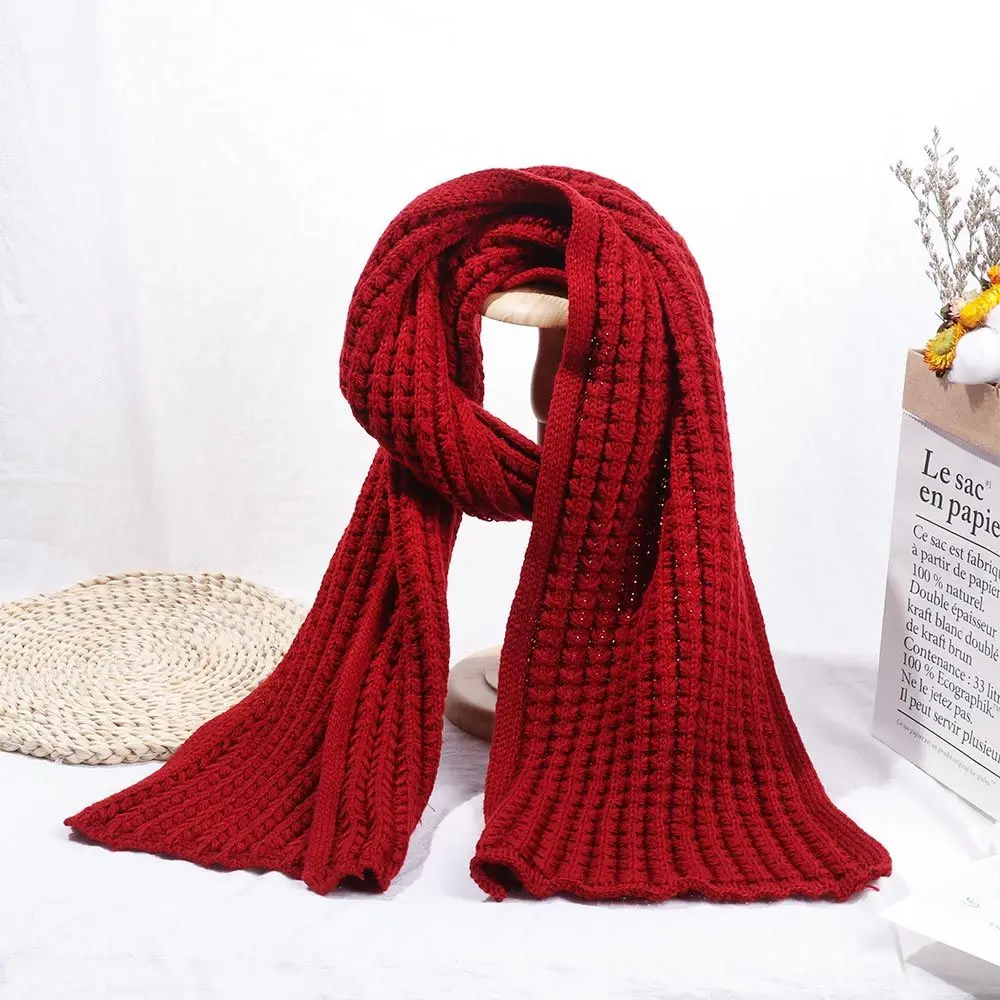 Fashion Women Long Scarves Winter Solid Knitted Scarf Female Vintage Big Scarf Soft Warm Thickened Wool Scarf