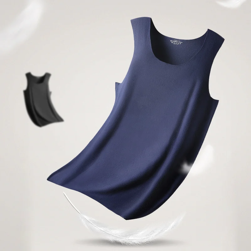 Men's Seamless Fleece - lined and Thickened Thermal Vest, Sleeveless Waistcoat, Base Layer Top, Underwear, Single - pie
