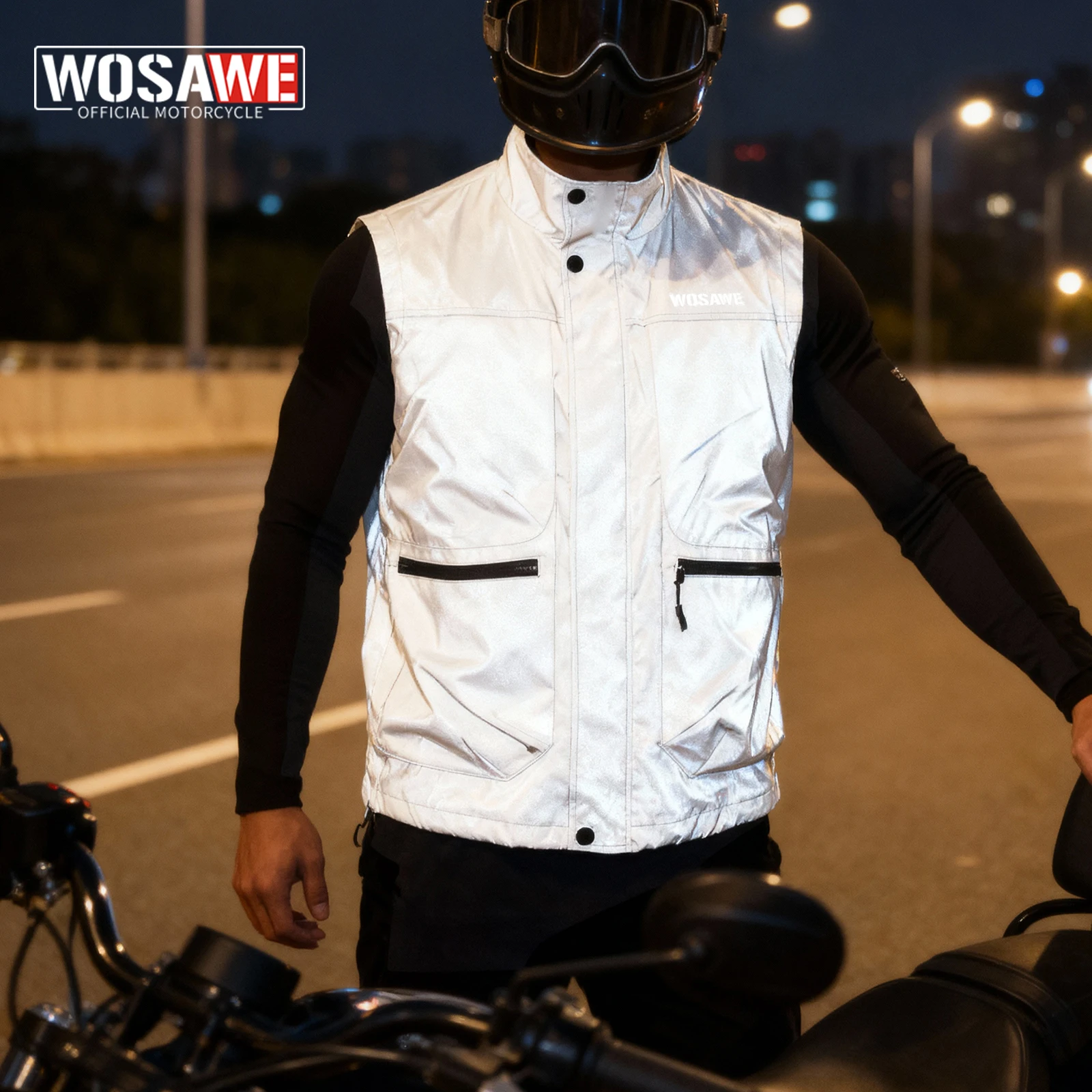 

WOSAWE Autumn Motorcycle Vest Windproof Sleeveless Jacket High-Visibility Vest Coat Outdoor Sports Moto Cycling Windbreaker