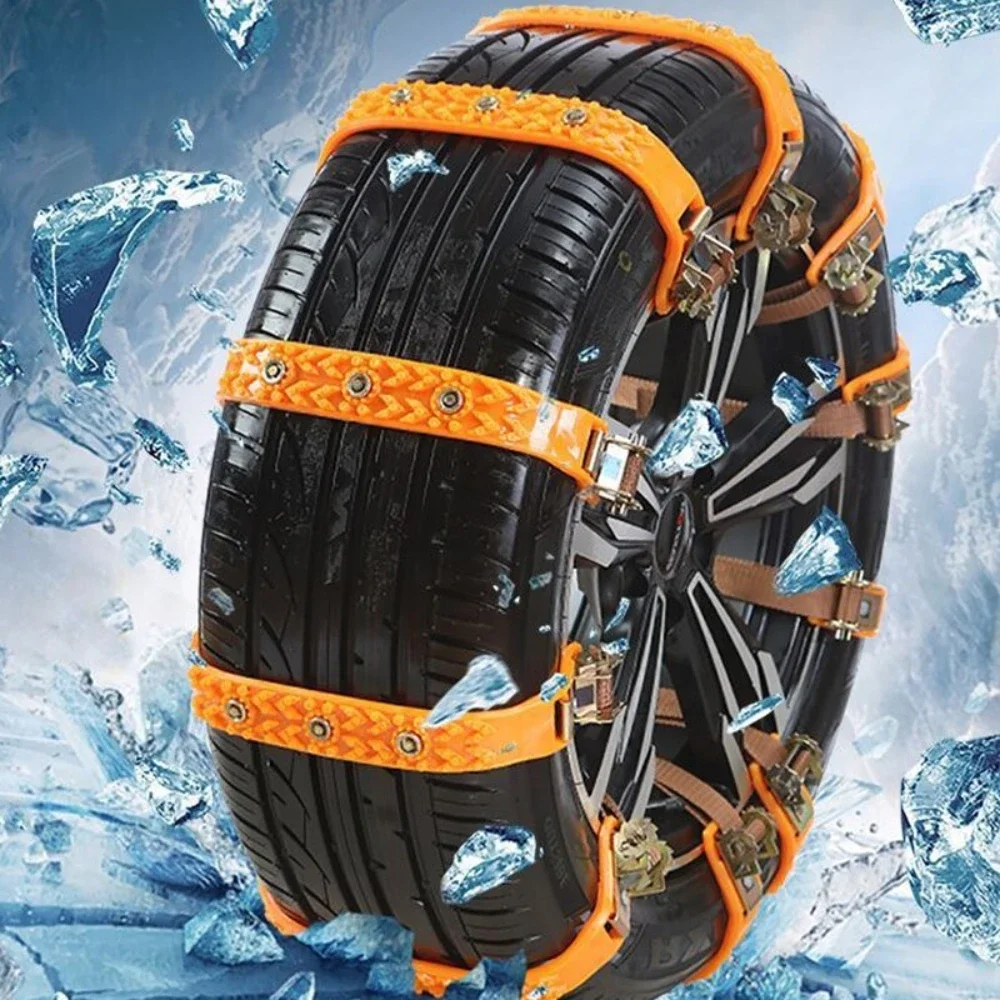 Car Non-Slip Tire Chains TPU Portable Winter Snow Chains Adjustable Belt Emergency Safety Universal Wheel Track Width 165-245mm