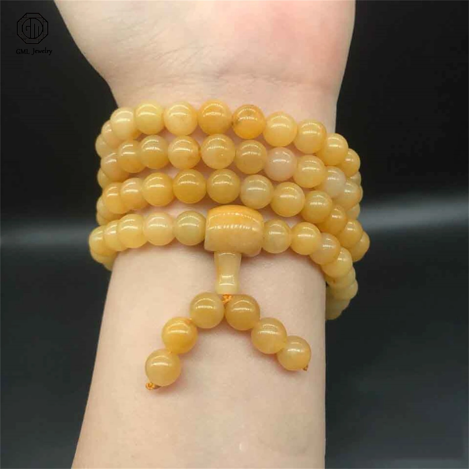 Natural Gobi Desert Gold Silk Jade Beaded Bracelet Men Women Multi Color Chalcedony 108 Beads Buddha Mala Prayer Wrapped Stackab