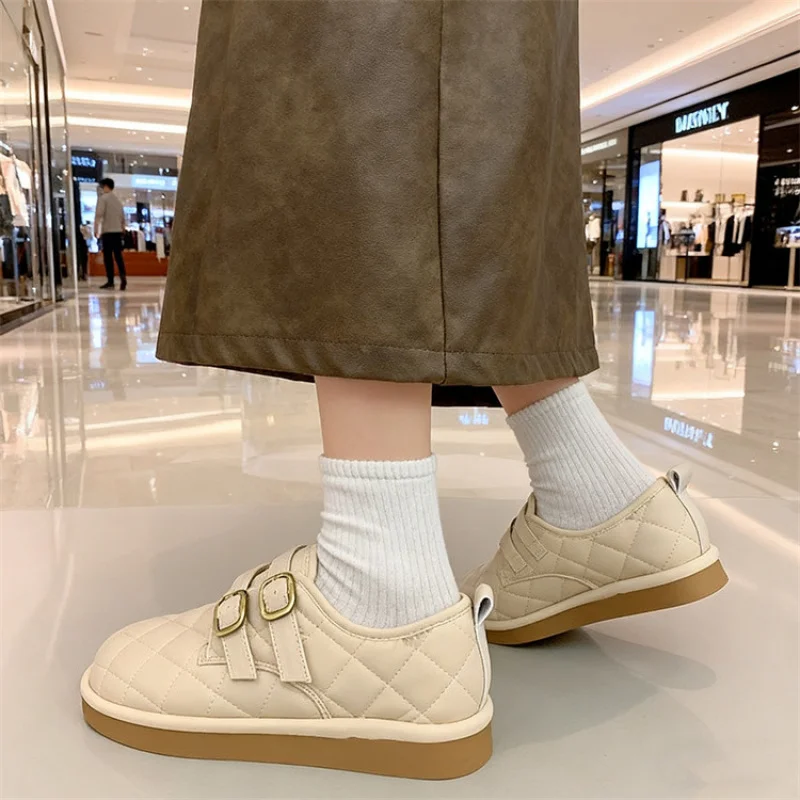 

Женская зимняя обувь на плюшевой флисовой подкладке, 2025 г., нескользящие теплые домашние и уличные тапочки на мягкой подошве на плоской подошве