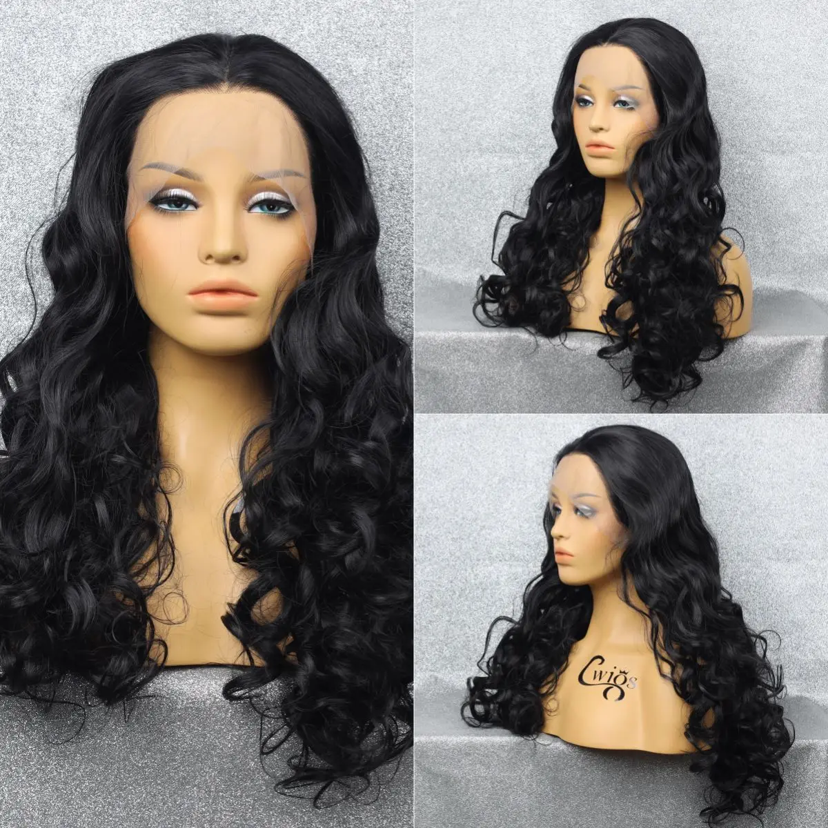 

Black HD Front Lace Synthetic Big Wave Wig Fashion Breathable Heat Resistant Comfortable Lightweight Glue Free Party Wig