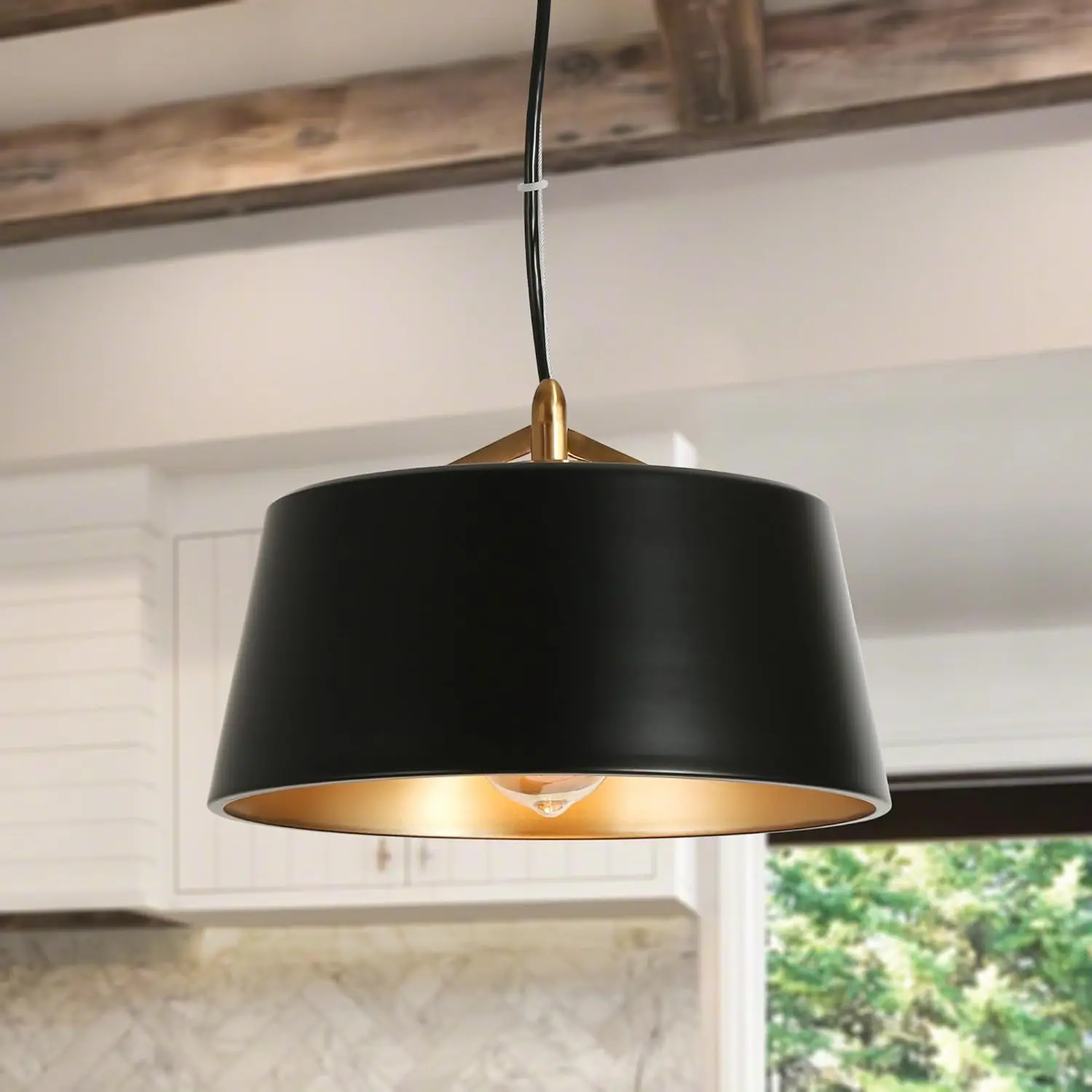 

Modern Pendant Hanging Lights Black and Gold Farmhouse Pendant Light for Kitchen Island, Dining Room, Hallway, Entryway