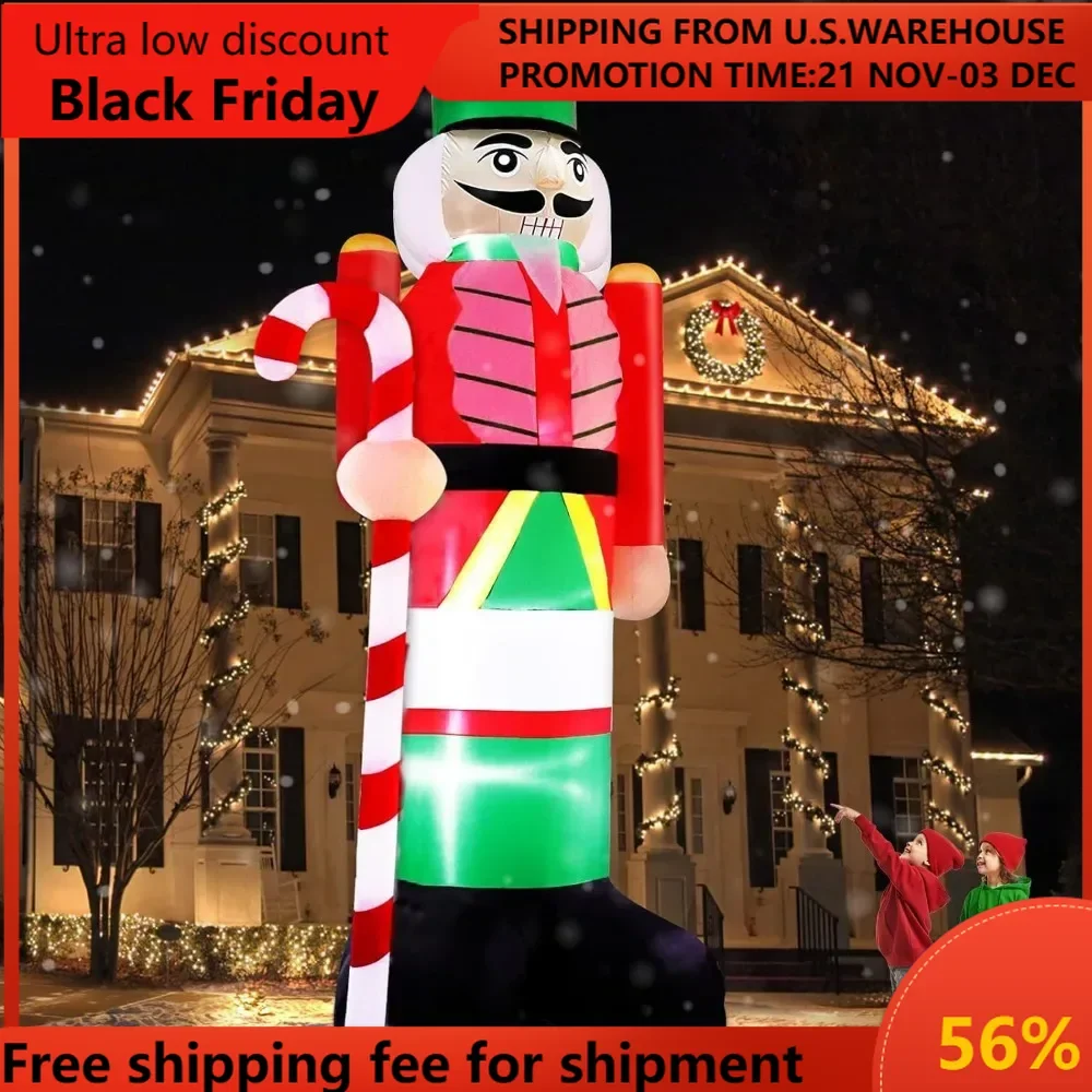 

14 Foot Giant Christmas Inflatables Nutcracker Soldier Outdoor Decorations Hold Candy Cane Inflatable Nutcracker Christ