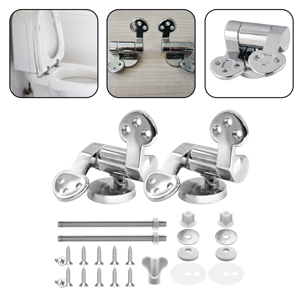 1 Set Toilet Seat Hinge Replacement Parts Toilet Lid Fixing With Soft Close Mechanism Zinc Alloy 72.5*63mm