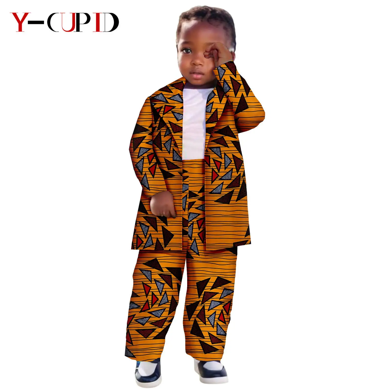 Afrykańskie ubrania dla dzieci Dashiki Girls Boys Outfits Print Top Jacket and Pant 2-częściowe zestawy Bazin Riche Odzież dziecięca 2446051