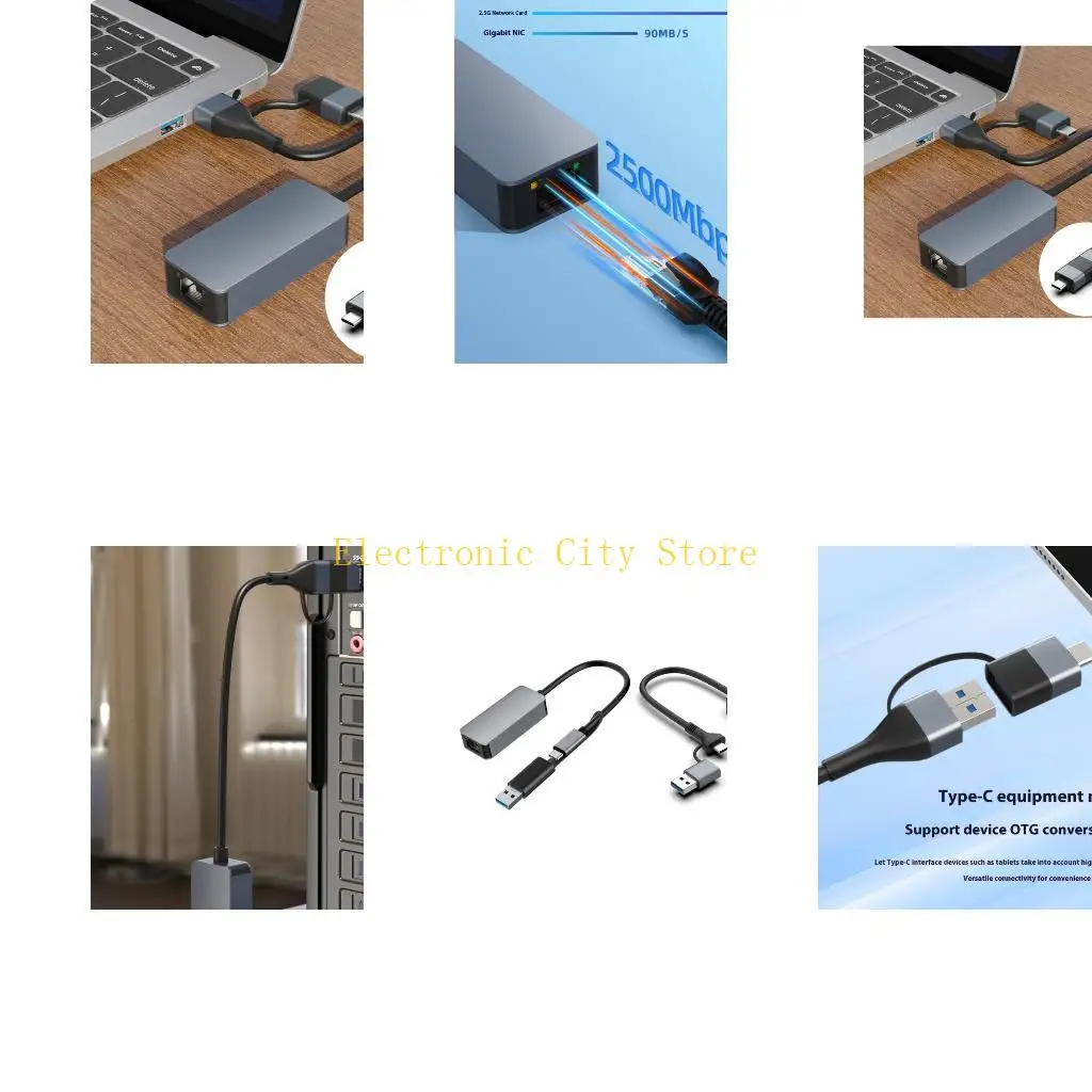 

Aluminum USB To RJ45 Converter 2500M Networking Card For Stable Connection HU8D