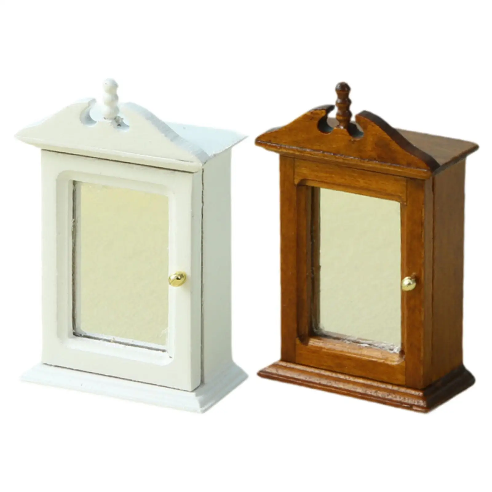 1:12 スケール ドールハウス ミニチュア ワードローブ 家具モデル アクセサリー シミュレートされたクラシック木製ミニワードローブモデル 子供用