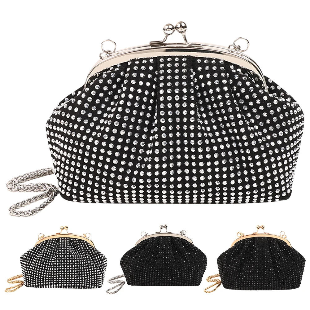 

Women Evening Clutch Bag Fashion Rhinestones Evening Bags Chain Strap Elegant Handbag Large Capacity Cocktail Party Handbag