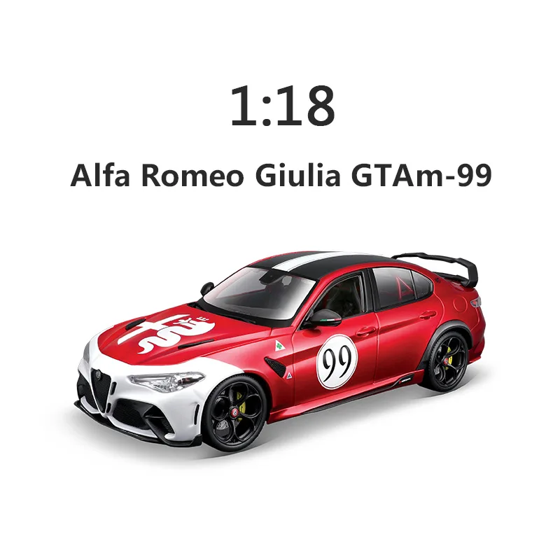 Bburago 1:18  Bugatti Polid  Alfa Romeo Giulia Gtam Alpha Alloy Car Model Simulation Model Car Desktop Decoration Male Gift