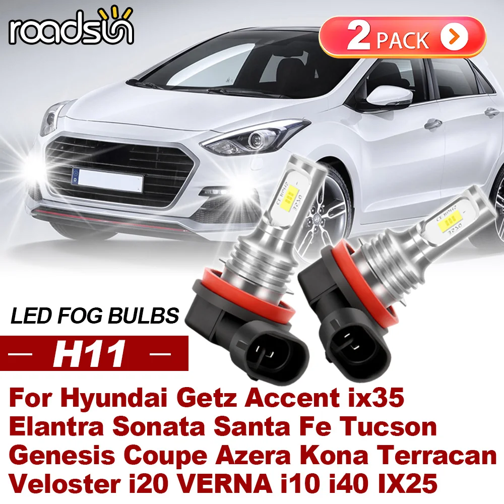 

2pcs For Hyundai Getz Accent ix35 Elantra Sonata Santa Fe Tucson Azera Kona Terracan Veloster i20 VERNA i10 i40 IX25 Fog Light