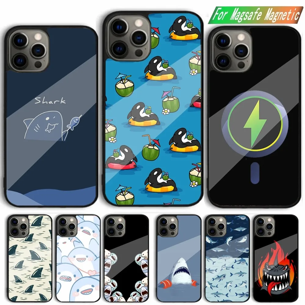 

Cartoon Shark Phone Case For iPhone 15,14,13,12,11,Plus,Pro,Max Mini Magsafe Magnetic Wireless Charging