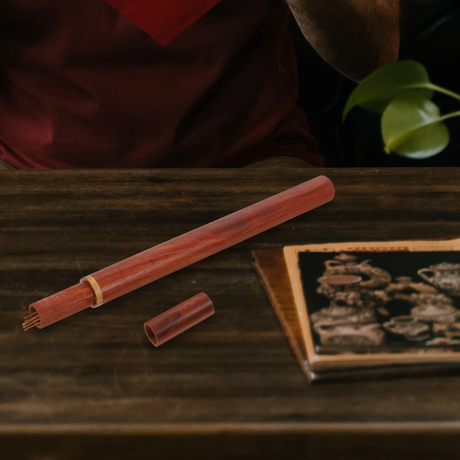 

1Pcs Incense Tube Dark Red Portable Storage Container Creative Incense Holder Home Decor Camping Use Home Decor