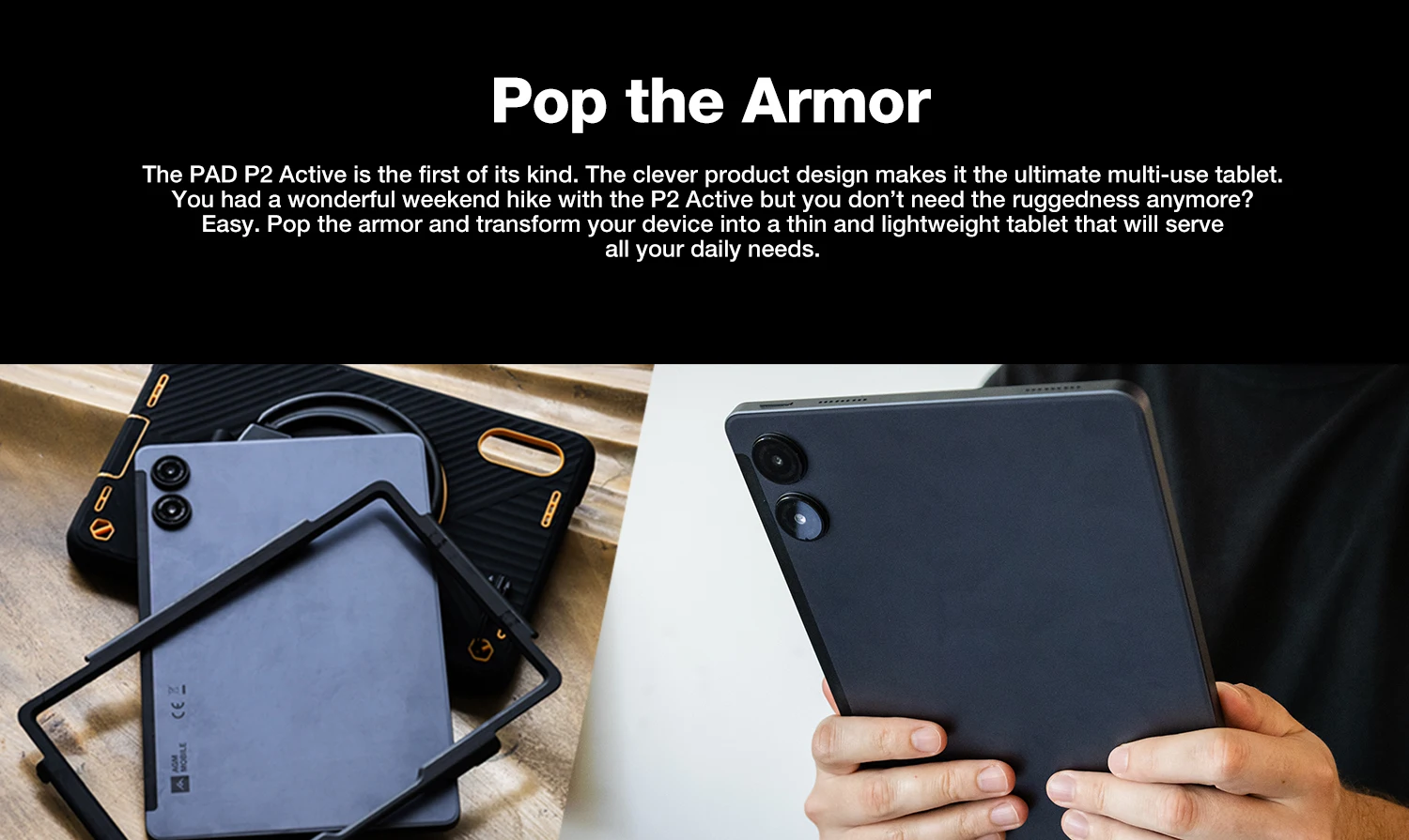 AGM P2 Active Rugged Tablet 11 Inch FHD IP68 Waterproof Dustproof 8GB RAM 256GB ROM Octa Core G99 Android 14 Outdoor Tablet