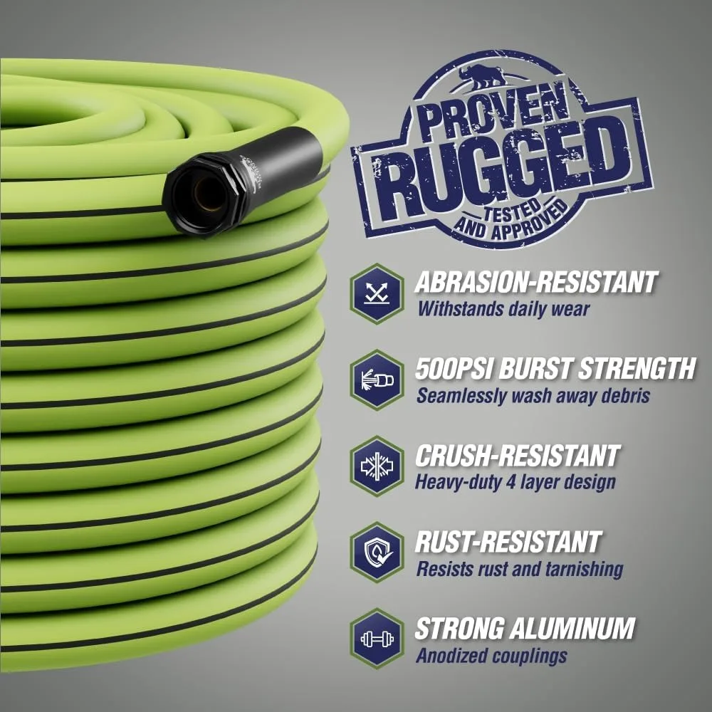 Tuyau d'arrosage léger et flexible de 100 pieds, diamètre 5/8 pouces, 4 couches étanches, outil de jardinage et d'arrosage extérieur