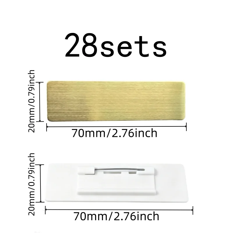 28 pcs Name Tag Brooches Smooth Writable Area, designed for Event Staff Badges, Metal Pin Backing, Multipurpose