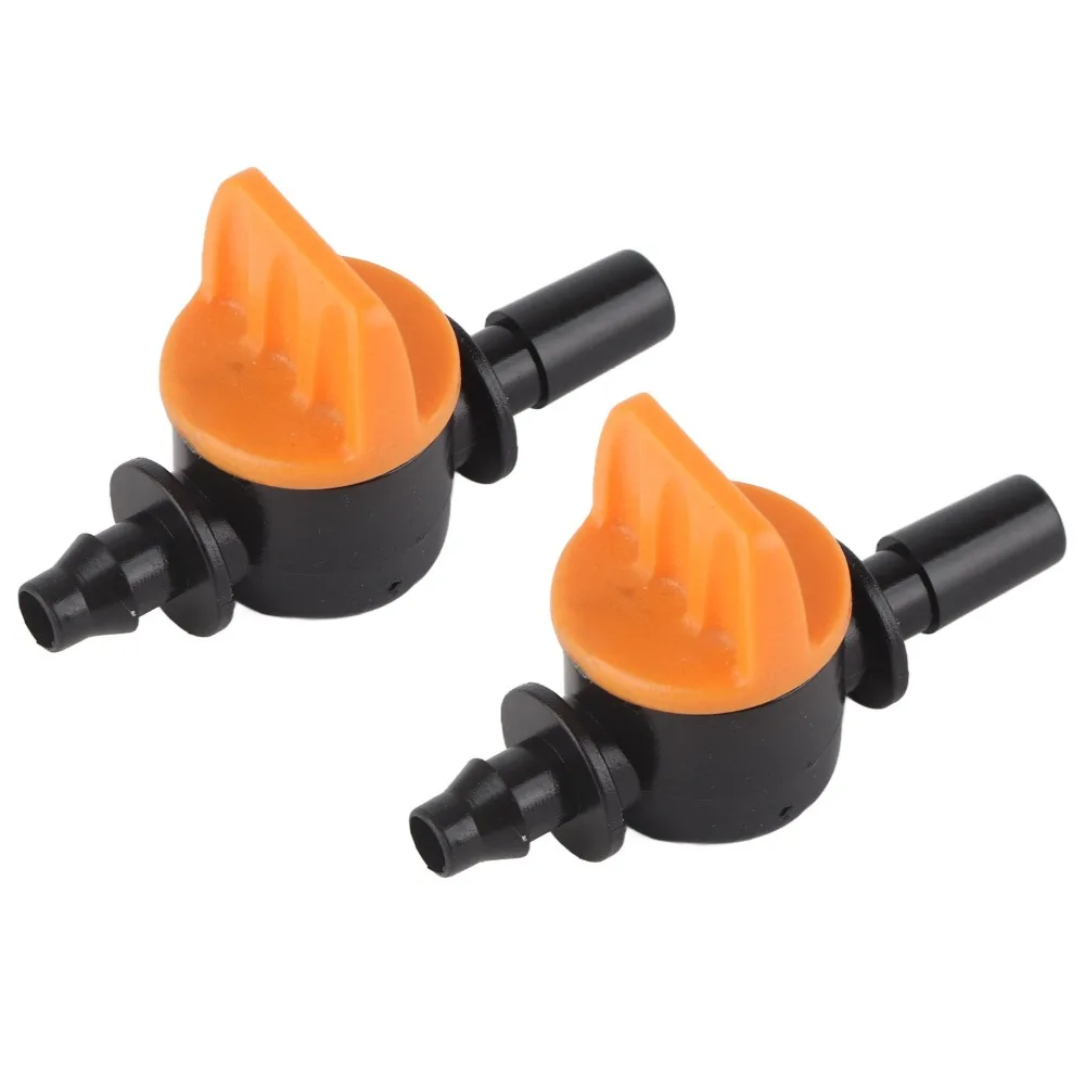 50pcs PP Drip Irrigation Valve Compact Mini Garden Water Pipe Valve 6mm Outer Diameter 4/7mm Micro Tubing