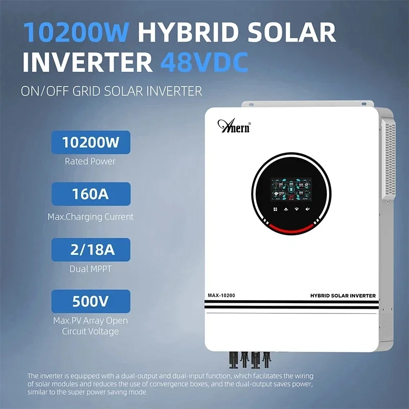 Hybrid Solar Inverter 4200W 6200W 24V 48V Pure Sine Wave 230V 1.6KW 3KW 12V Off Grid Inverter Build in 120A MPPT Solar Charger