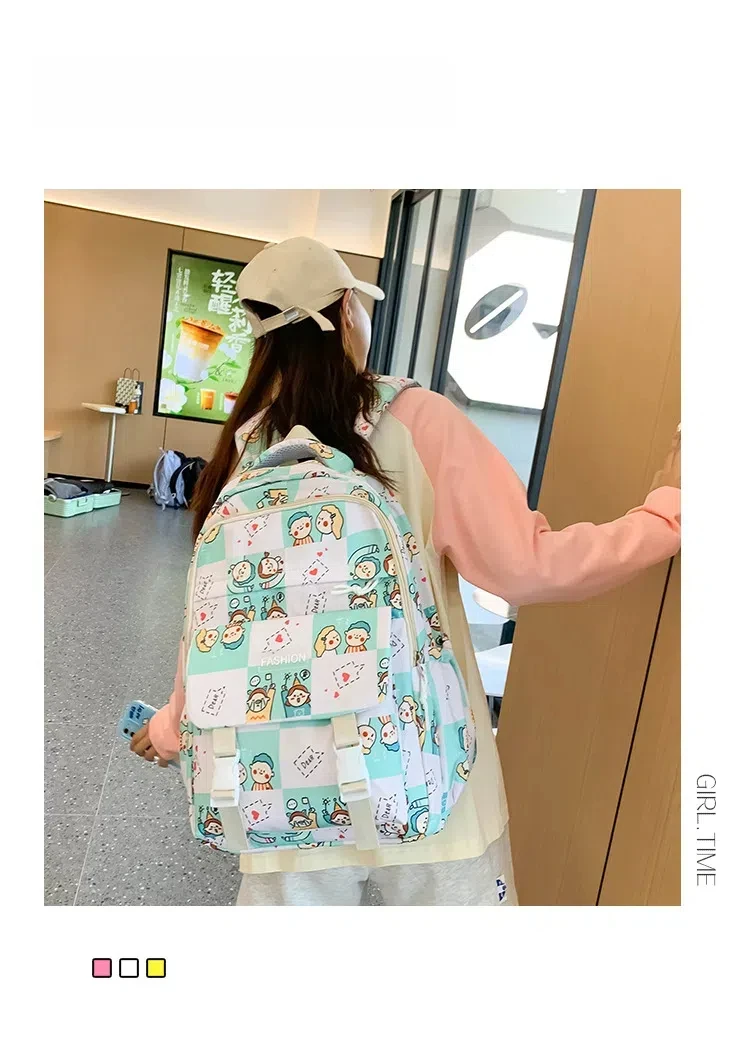 Ins-cute mochila para meninas, mochila escolar com bolsos, estilo harajuku, para mulheres e adolescentes