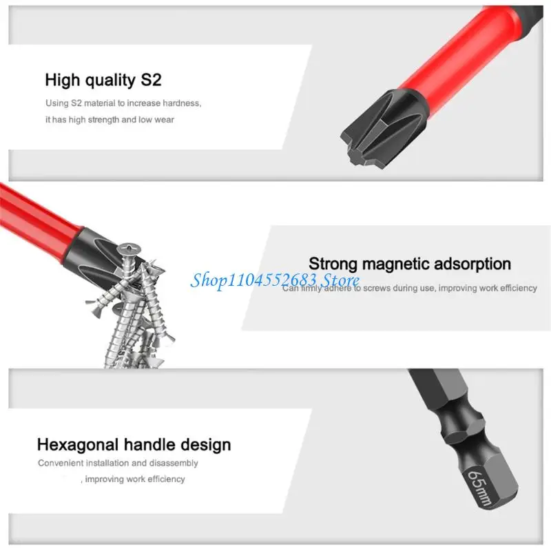 Y6GD 65mm/110mm/150mm High Strength Ergonomic Screwdriver Bit Slotted Crossing Head For Electrician 1/4inch Shank