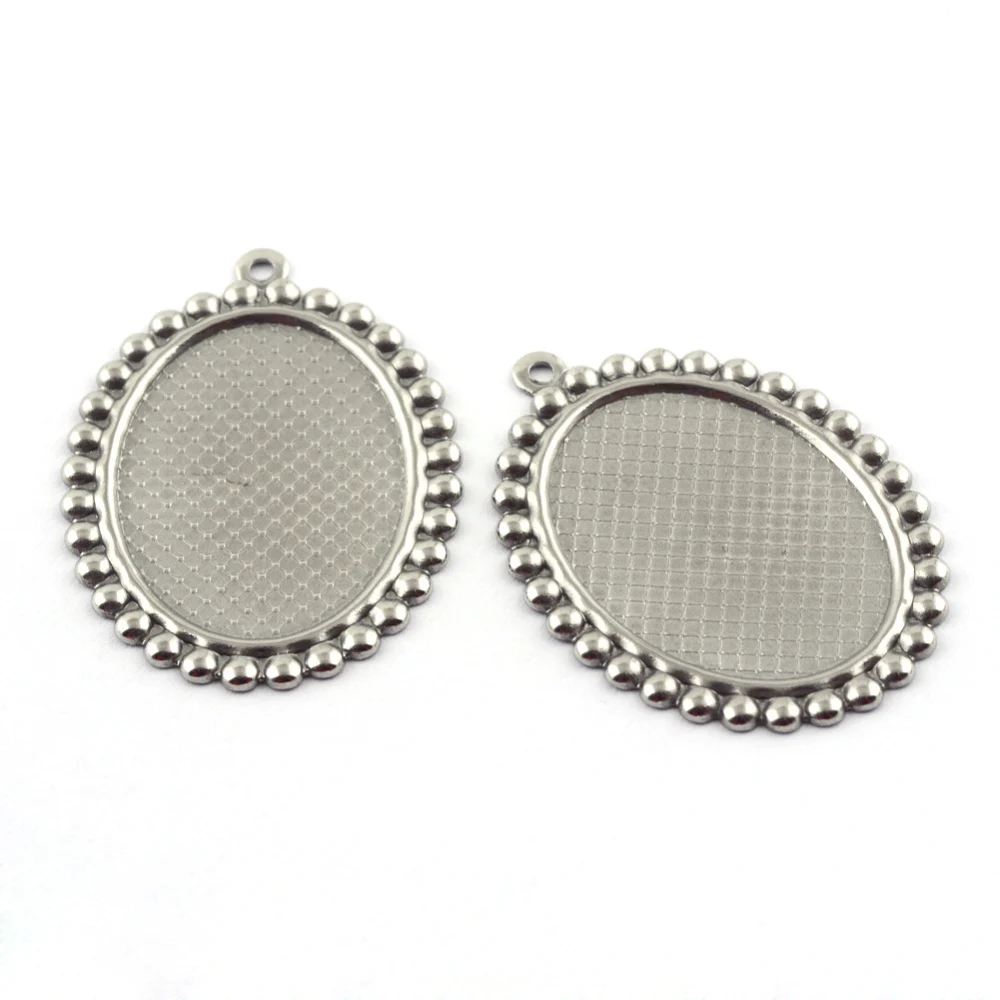 5 Pcs Oval Pendant Cabochon Settings Resistant Pendant Cabochon Settings 304 Stainless Steel for Graduation Cap Crafts Jewelry