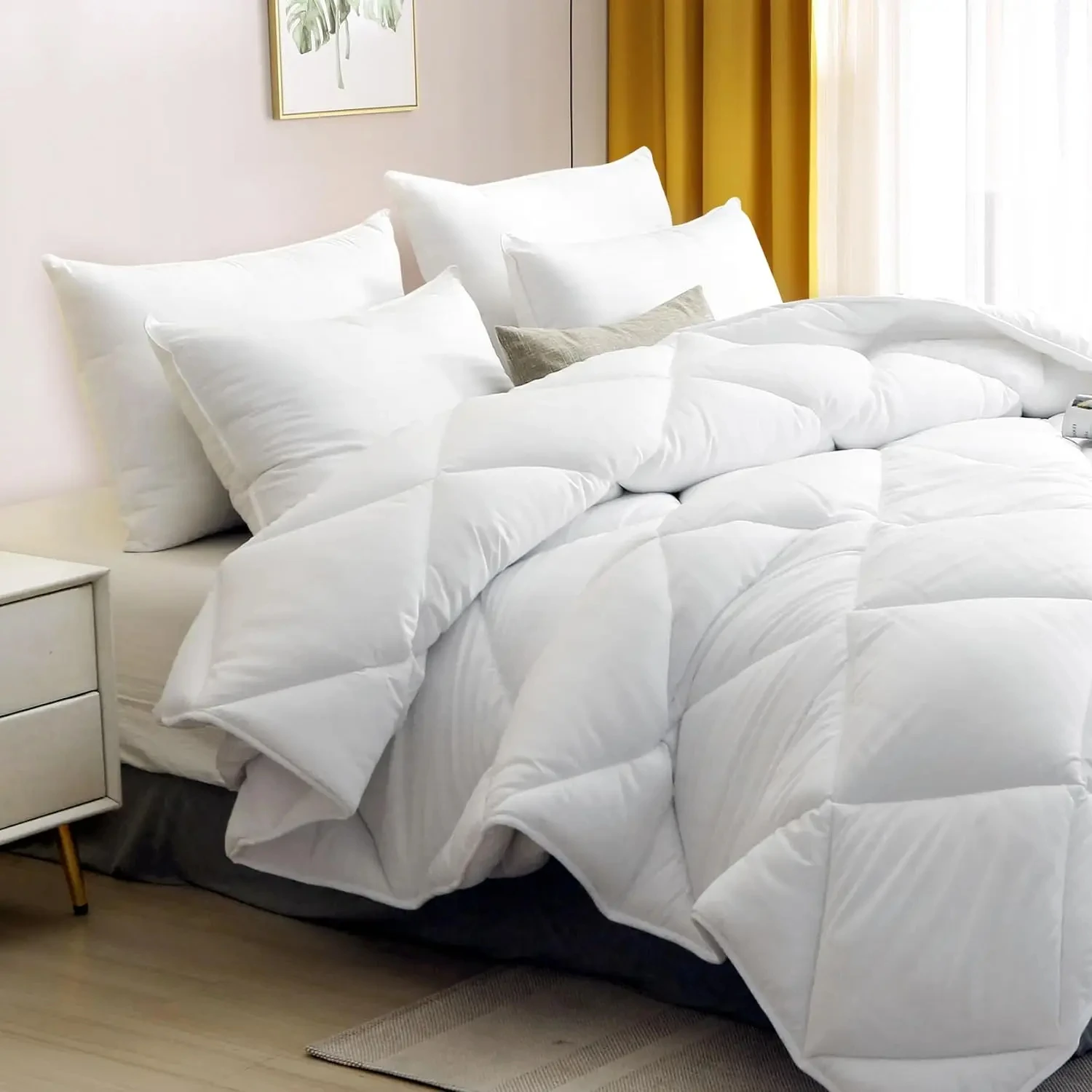 Perfect All Seasons Reversible Down Alternative Comforter for Dorm - Premium Extra Long Microfiber White Bedding - Breathable an