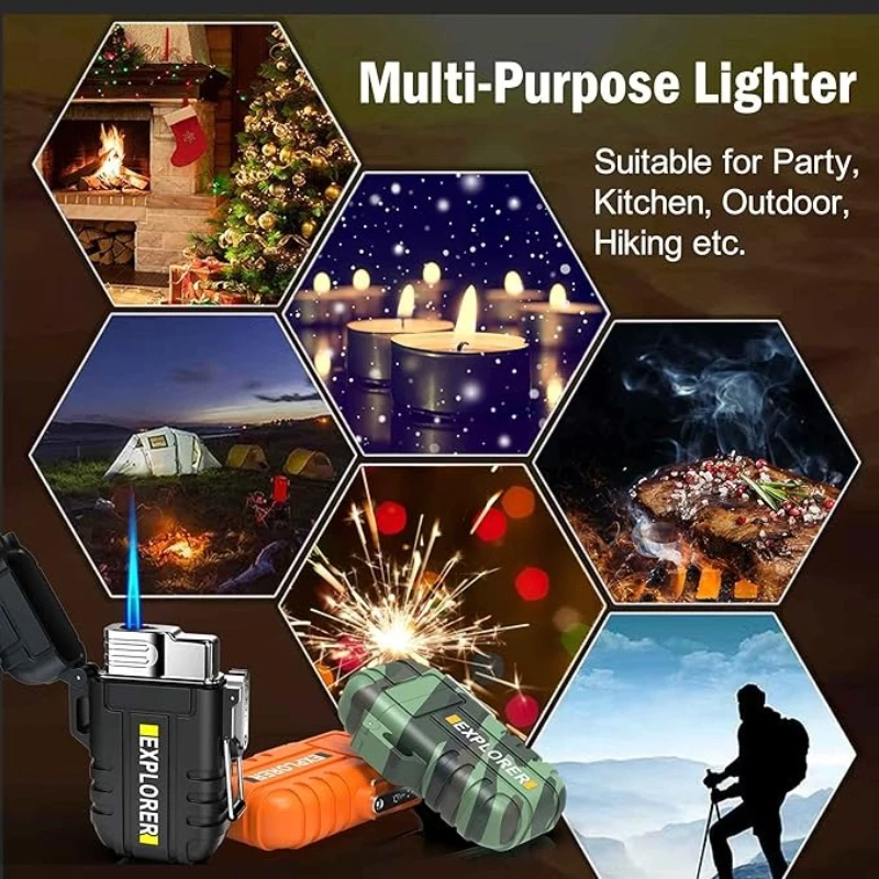 

New Torch Lighter, Windproof Outdoor Gas Lighter Adjustable Jet Flame Lighters, Fireplace Grill Camping BBQ Lighter Tool
