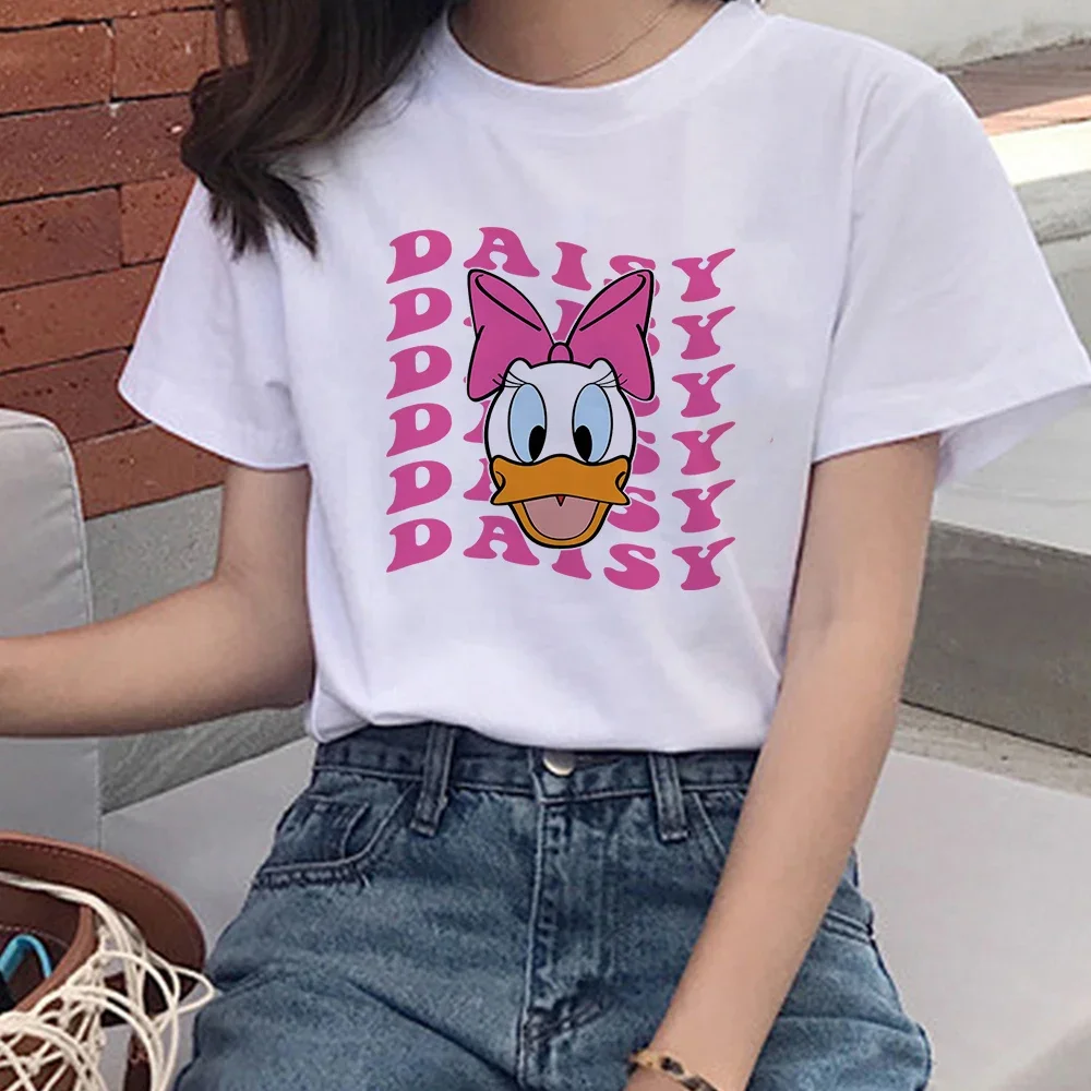 แฟชั่นการ์ตูน Mickey Mouse Donald Duck T เสื้อผู้หญิงฤดูร้อนสบายๆเสื้อสีขาวเสื้อยืดหญิง Harajuku Tshirts