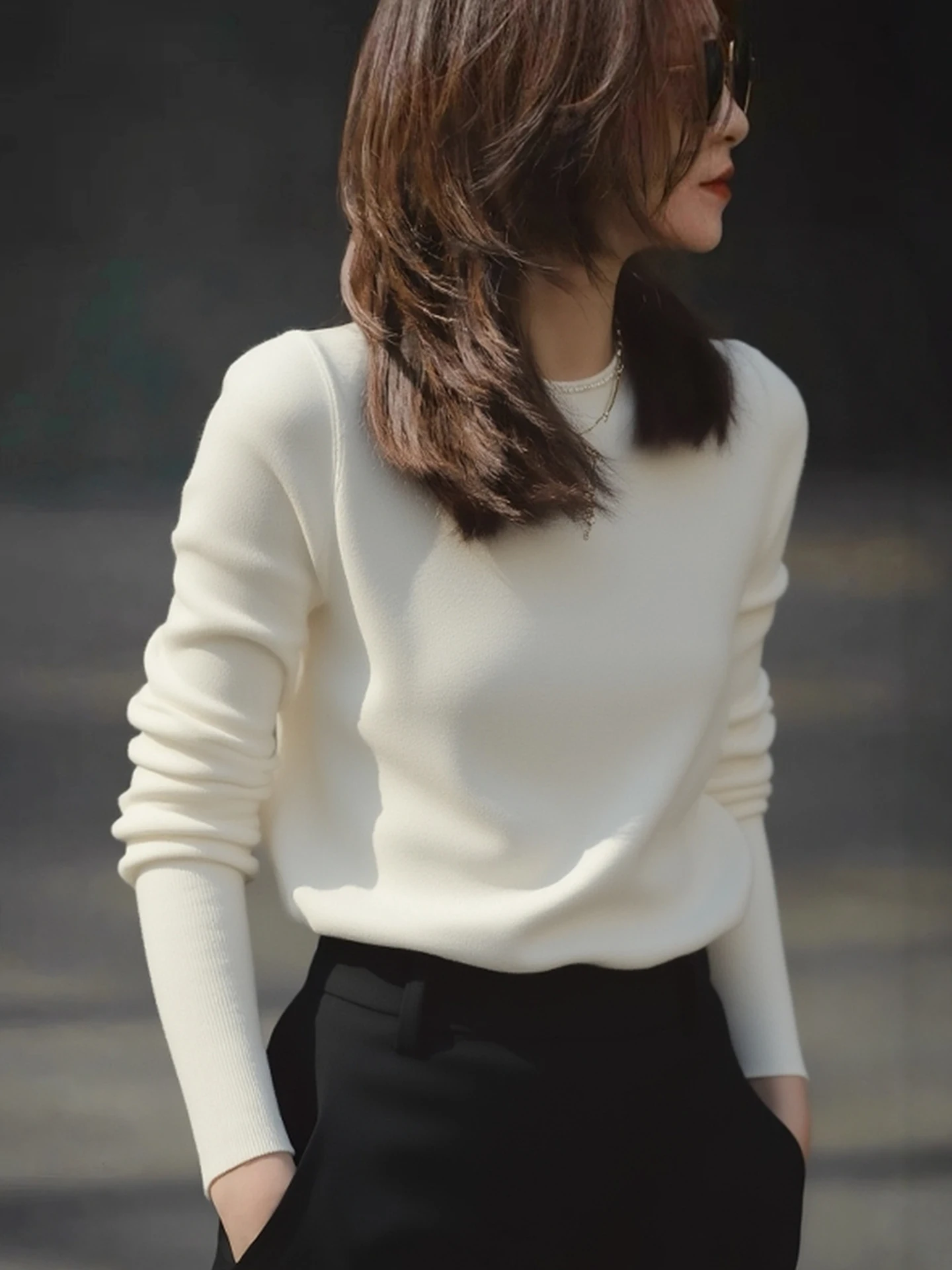 

Soft Pure Color Long Sve Camere Knitted Sweater Winter Women's Overhead Top Comfortable Skin-friendly Korean Sle Loose...