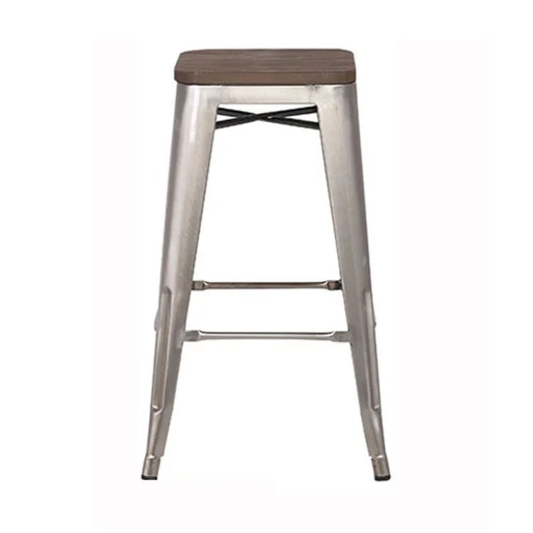 Colorful Iron Bar Stool Wood Seat Cheap Price Chairs Stools