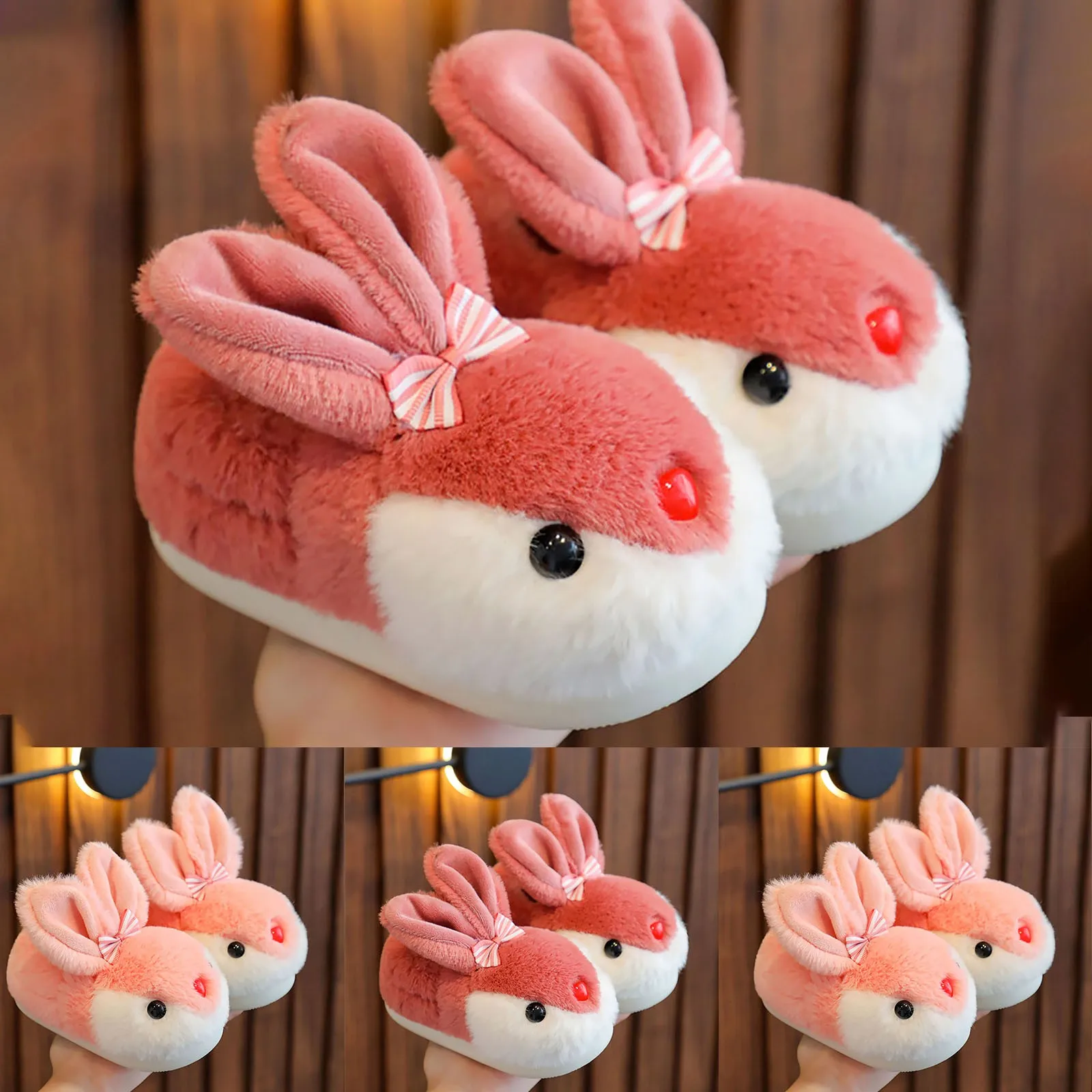 Winter Children Cotton Slippers Warm Winter Comfortable Classic Cartoon Rabbit Boys And Girls Soft Sole Home Kids Plush Slippers