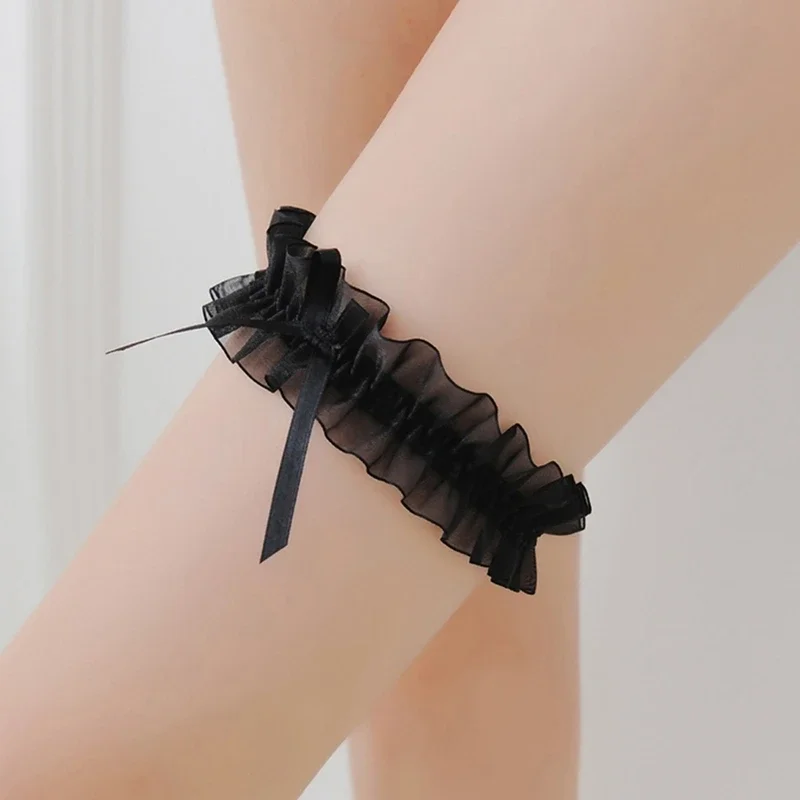여성용 활 레이스 가터 벨트, 나비 매듭, 꽃 다리 고리, 웨딩 가터