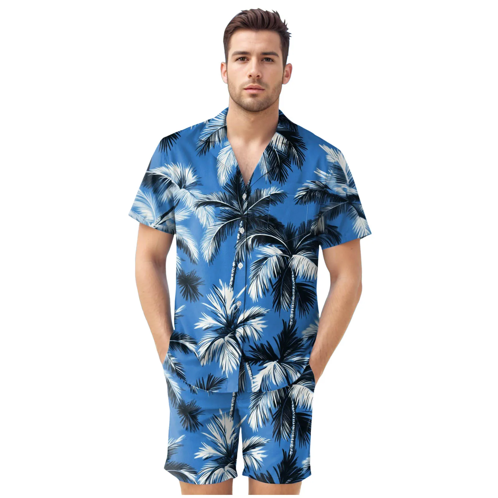 

Boy Suit Set Men's Hawaii Short Sleeved Shirt And Shorts Two Piece Suit Swim Suites Men