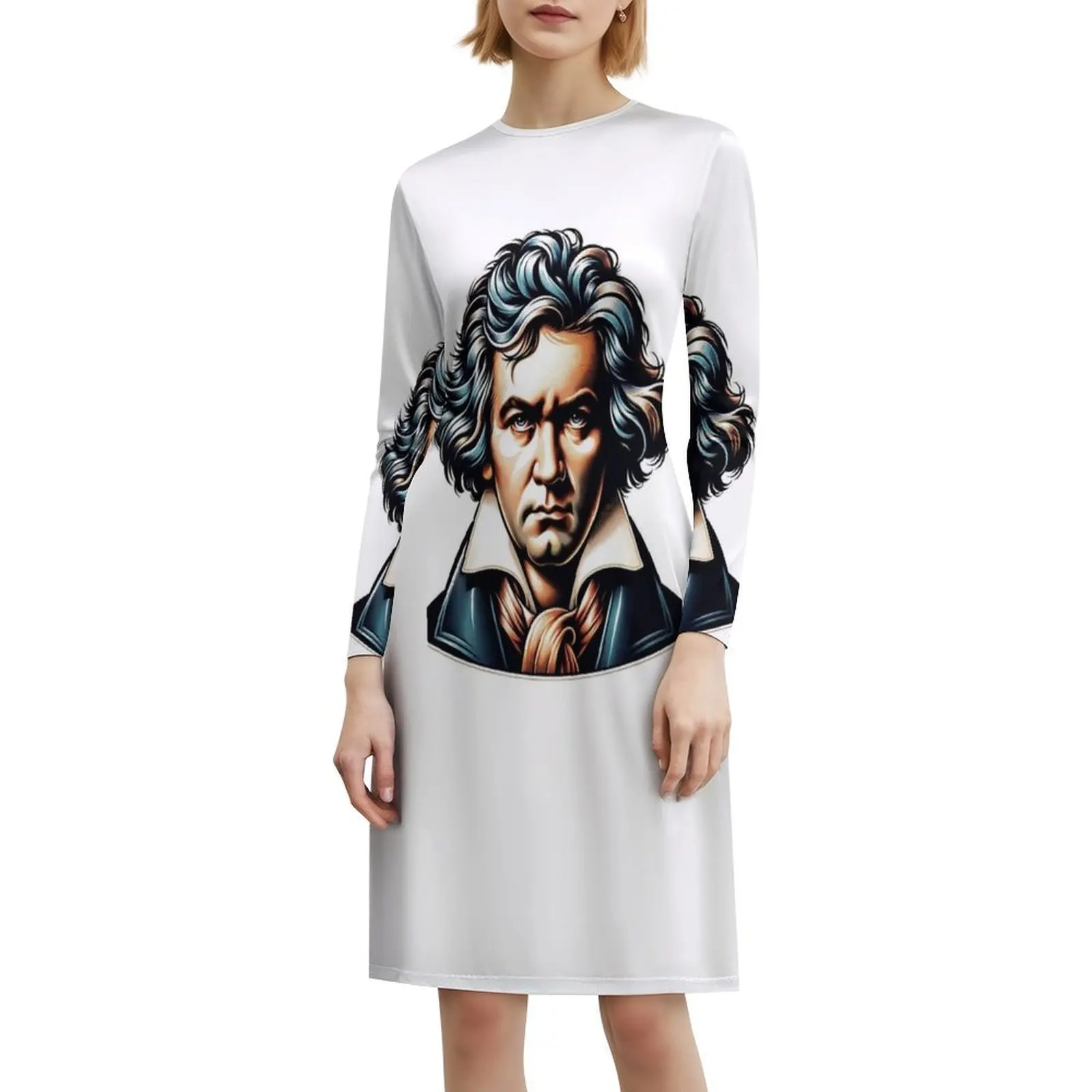 فستان لودفيغ فان بيتهوفن البوهيمي العتيق بأكمام منتفخة أو خيارات بلا أكمام للنساء فستان لودفيج فان بيتهوفن الملطخ #6