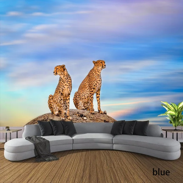 King of the Forest Tiger and Leopard  Animal Print Pattern Tapestry Home Living Room Bedroom Wall Decoration