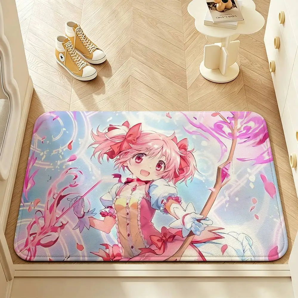 Anime P-Puella Magi M-Madoka Short Plush Rug Carpet mat Machine Washable Soft Comfortable Anti‑Slip Floor Mat Home Decor