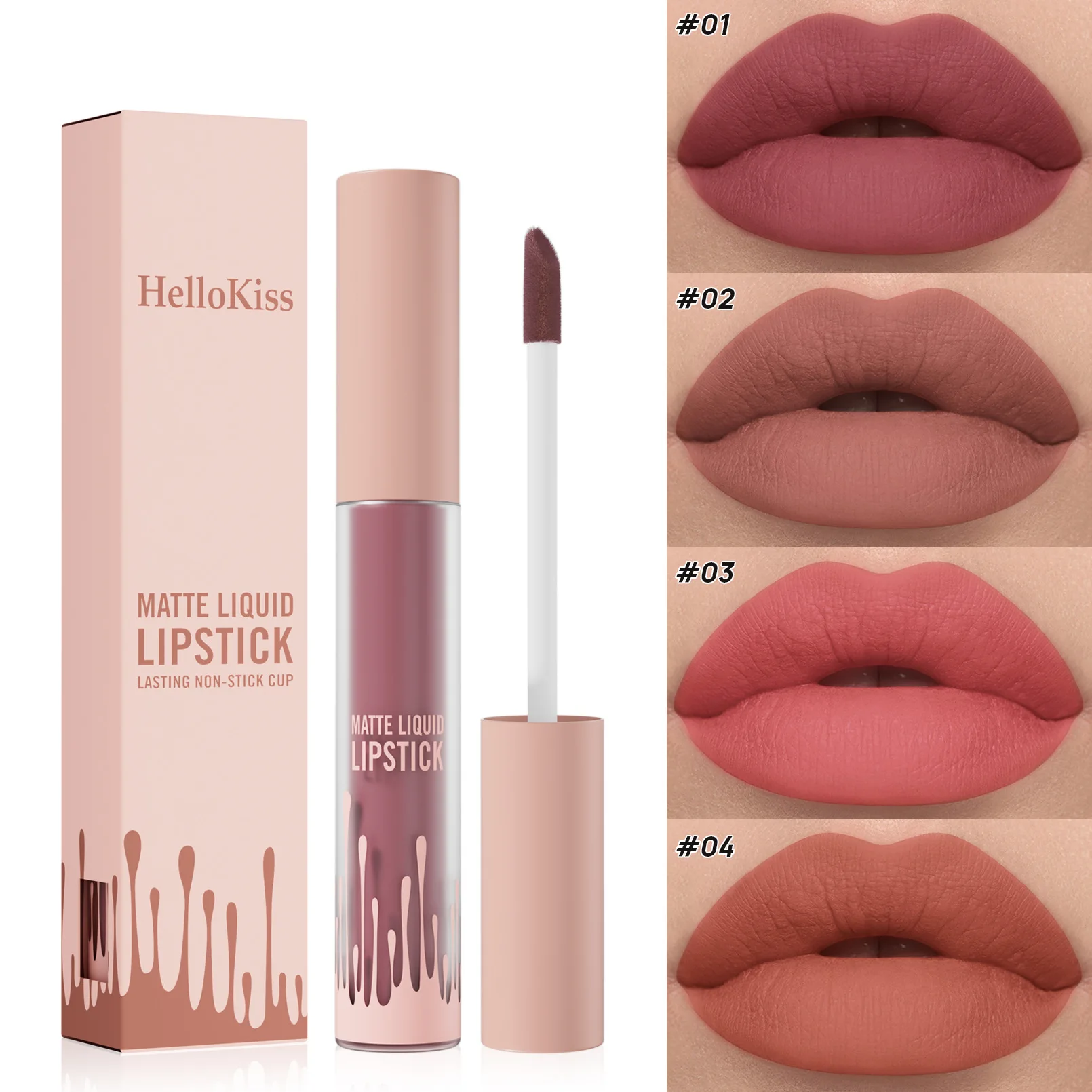 

Hellokiss Matte Matte Lip Glaze Lasting Color Velvet Feel Lipstick Nude Color Red Sexy Waterproof Silky Dating Daily Versatile