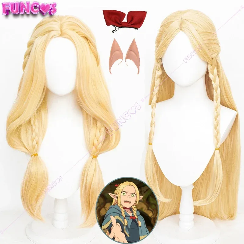 

Аниме Delicious in Dungeon Marcille Donato, парик для косплея, два стиля, длинная коса, заколка для волос, уши, термостойкое волокно, шапочка для парика