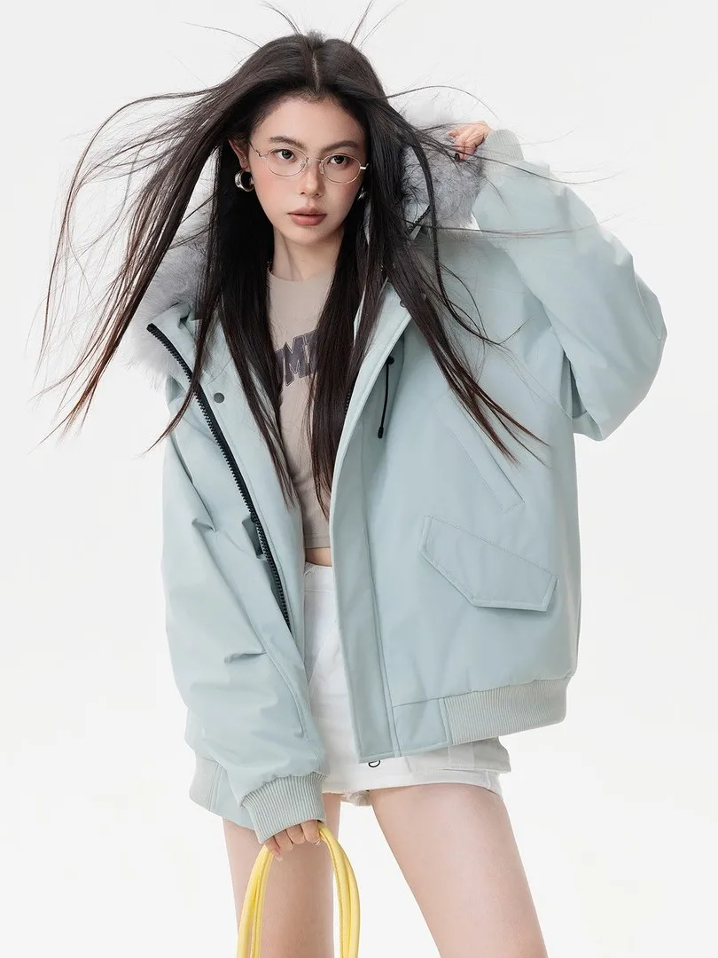 

Detachable Hooded Large Fur Collar Workwear Cotton Jaet Men's Trendy Brand Big ket Warm Outerwear for Winter Casual Use