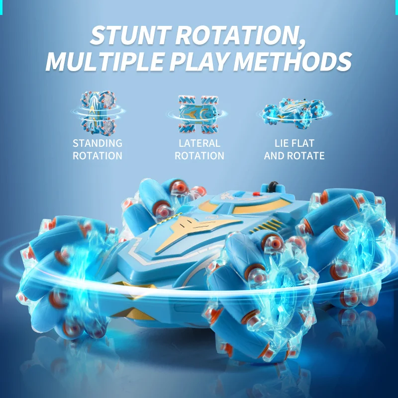 Carro dublê RC Twist com luz e música Brinquedo dublê de condução rolante dupla face para crianças