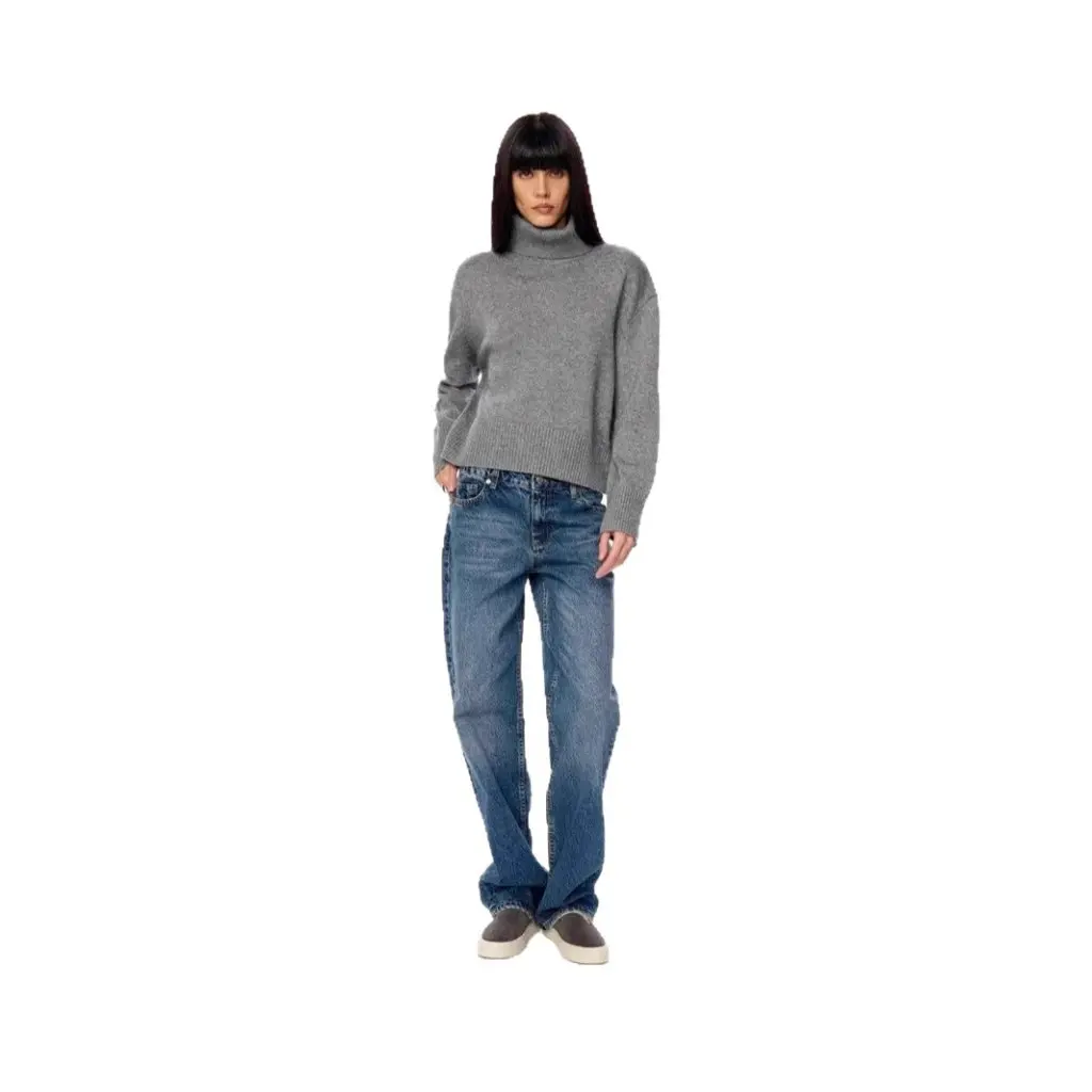 

Autumn Winter New Style Lazy Soft High Collar Knitted Sweater Short Casual Overhead Women's Top Fashion Trend Streetwear