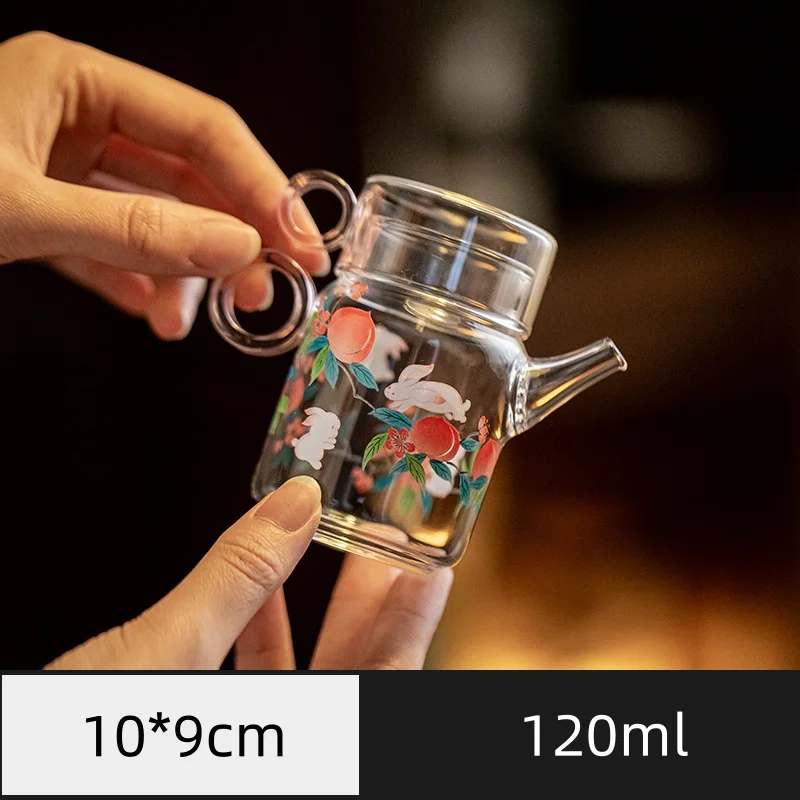 

Cartoon Rabbit Water Pitcher Mini 120ML Teapot With Teacup Sets Glass Carafe and Glass Set Water Jug Portable